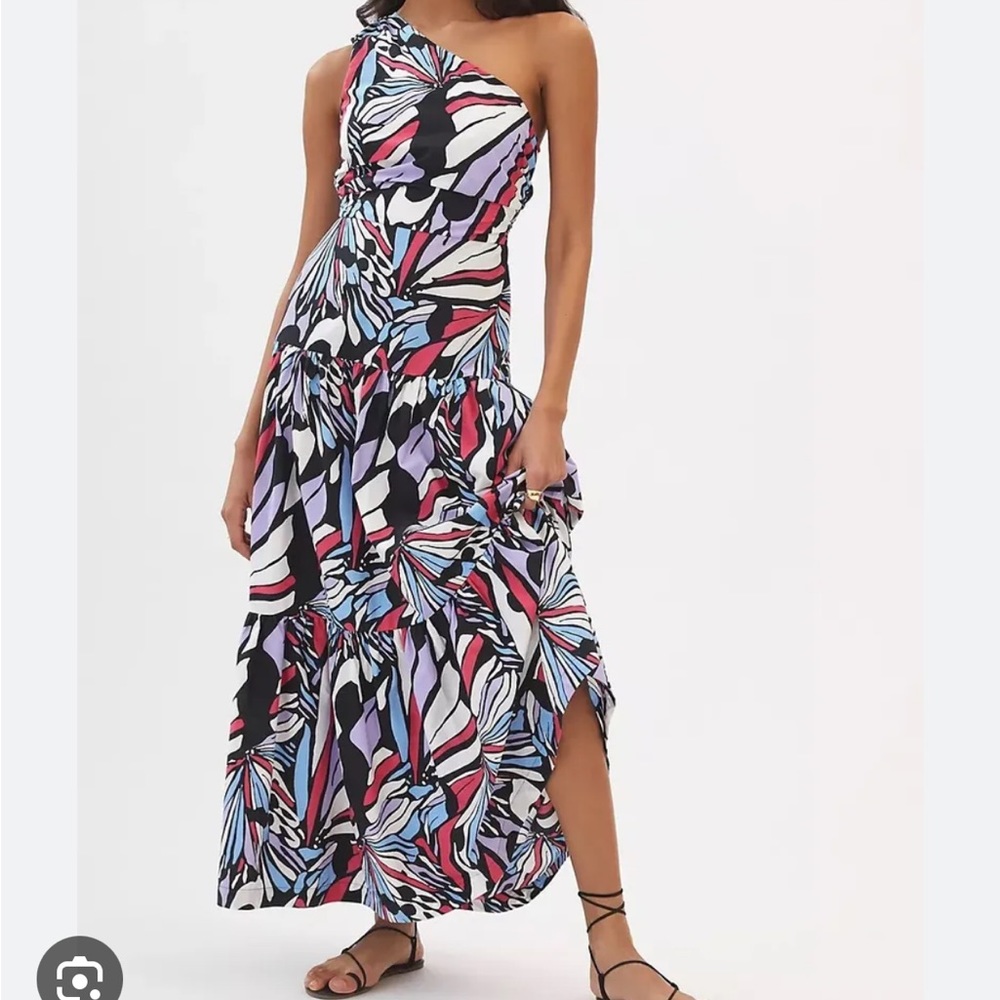 Anthropologie Maeve One-Shoulder Printed Midi Dress SIZE 6